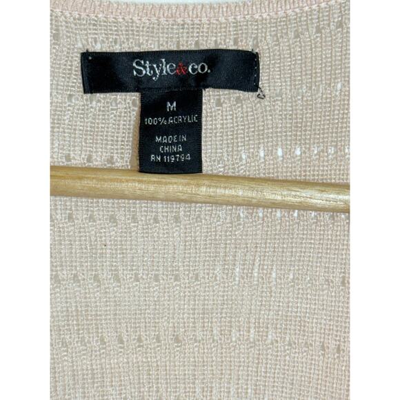 Style & Co Short Sleeve Open Knit Peach Cardigan, Women's Size M - Picture 6 of 6